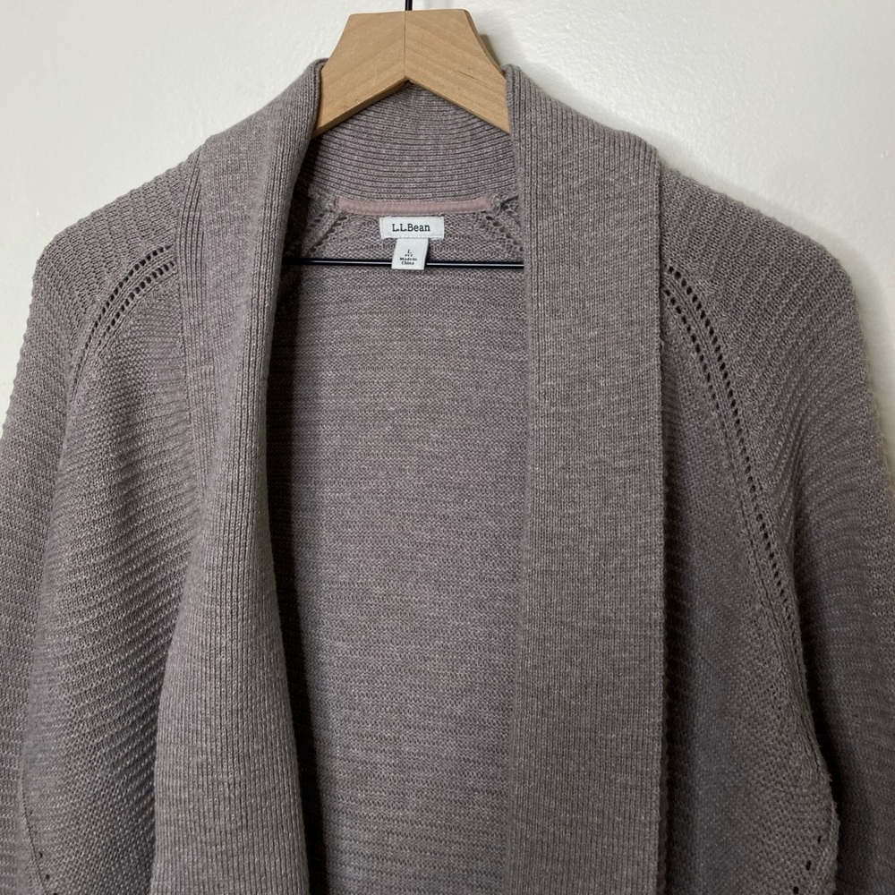 LL Bean Ribbed Cardigan Sweater 100% Cotton - Picture 3 of 8